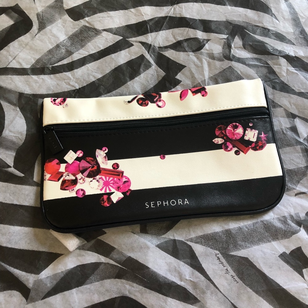 Sephora Holiday Gems Clutch Cosmetic Bag Striped